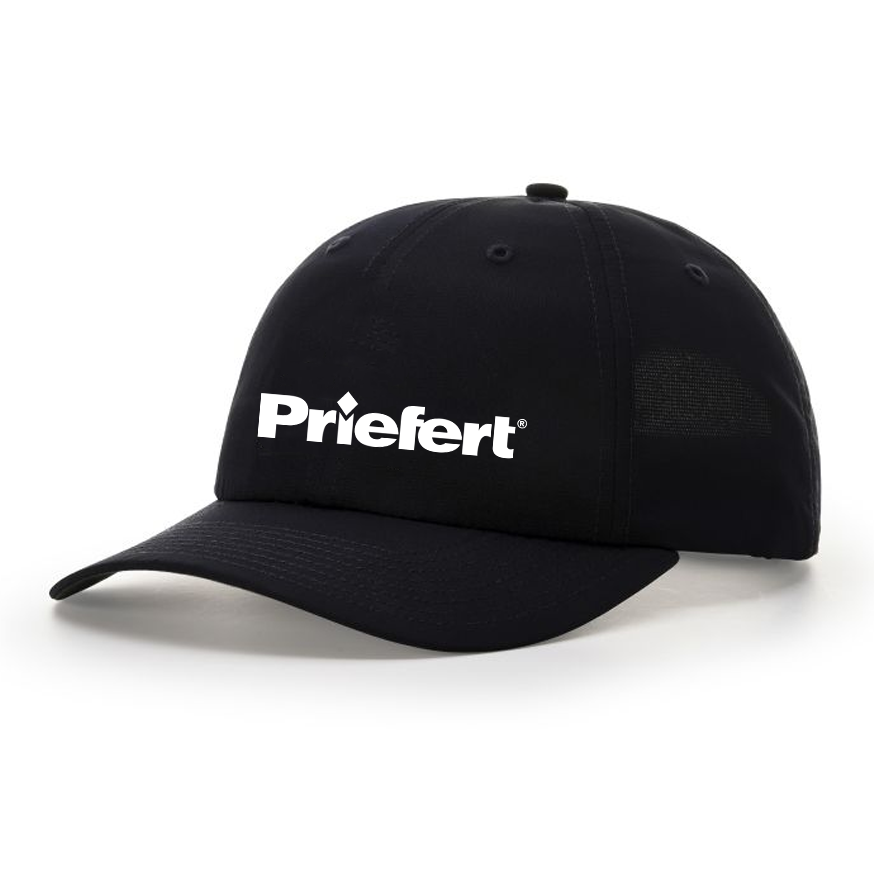 White Priefert Logo on Black Hat
